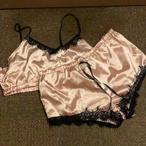 SILKY SHORTS AND CROP TOP